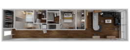 Mezzo Model 2 bedroom 2 bath 3D layout.